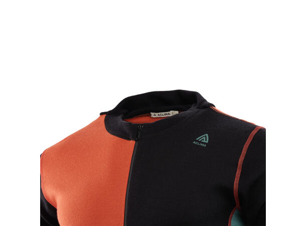 WarmWool hoodsweater w/zip M's Jet Black/Red Clay/North Atlantic XL
