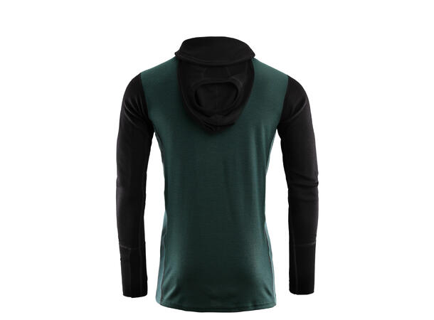 WarmWool hoodsweater w/zip M's Jet Black/Green Gables/NorthAtlantic L