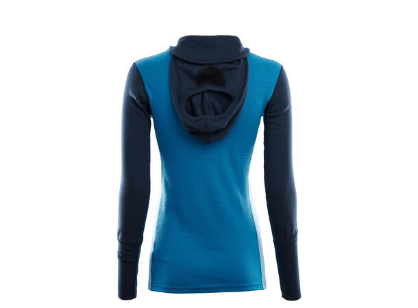 WarmWool hoodsweater w/zip W's Blue Sapphire/Navy Blazer/Azure Blue M